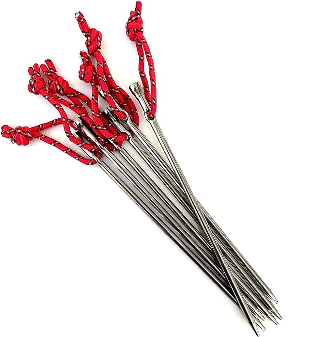Vargo Titanium Ultralight Nail Peg (6 Pack) | Size: 6 L x 0.15 D (152 mm x 4 mm) | Weight: 0.3 Ounces (8 Grams) | T-110