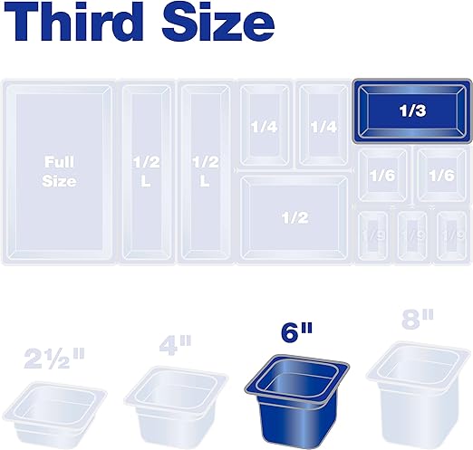 Carlisle FoodService Products Storplus Food Storage Container Food Pan Chafing Pan with Spoonable Corners for Catering Buffets Restaurants Polycarbonate (Pc) 1/3 Size 6 Inches Deep Clear