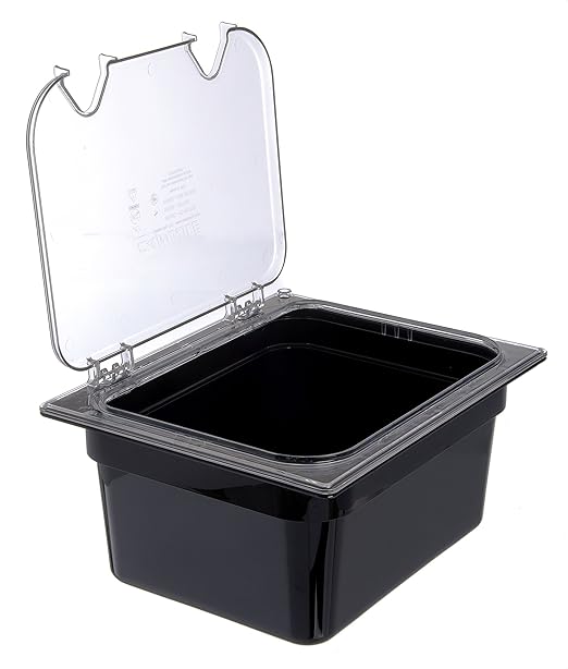 Carlisle FoodService Products Storplus 1/2-Size Food Pan for Catering Buffets and Restaurants Polycarbonate 6 Inches Deep Black (Pack of 6)