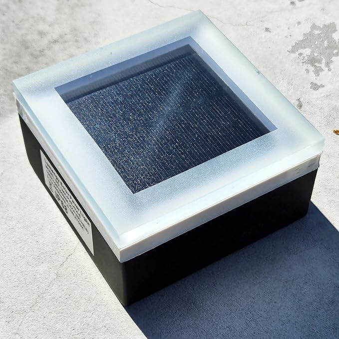 LUMENGY Solar Paver Light 4x4 Inch (3.93x3.93) Stainless Steel with Tempered Glass 2700K Warm White Glare-Free Lighting for Driveways Walkways and Patios IP67 Waterproof Drive-Over Rated V2