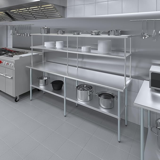 AmGood Double OverShelf Stainless Steel NSF - Many (96 Long x 18 Deep)