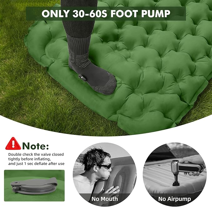 HiiPeak Camping Sleeping Pad Ultralight Camping Mat with Pillow Built-in Foot Pump Inflatable Sleeping Pads Compact for Camping Backpacking Hiking Traveling Tent