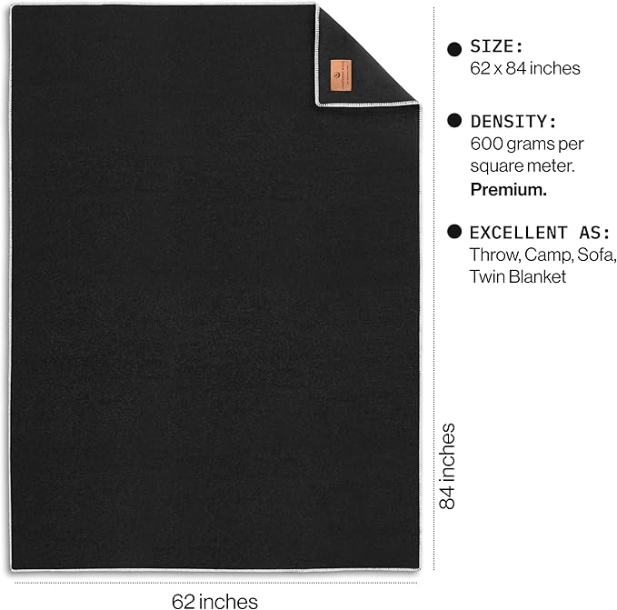 100% Wool Blanket - Premium Ultra-Soft &amp Warm Twin 62x 84 Large Size Blanket for Couch Bed Home Camping &amp Outdoors