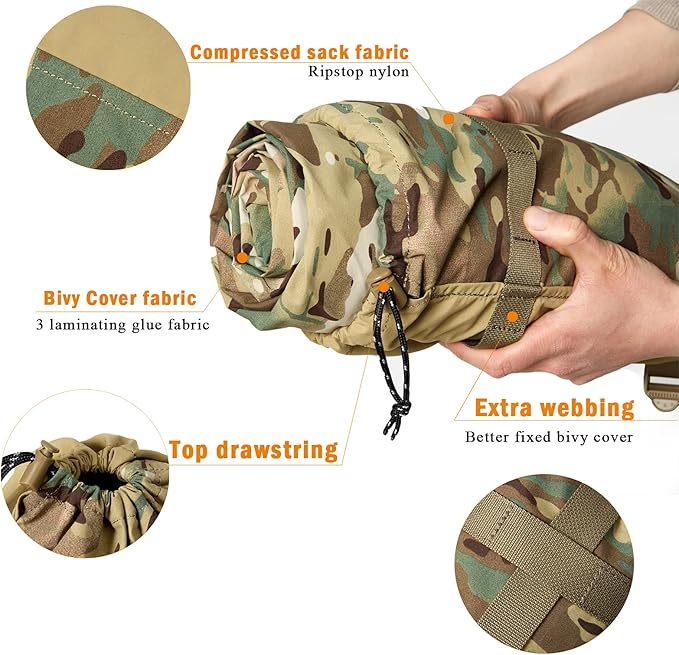 Akmax.cn Bivy Cover Sack for Military Army Modular Sleeping System Waterproof Outer Shell for Sleeping Bag Minimalist Stealth Shelter