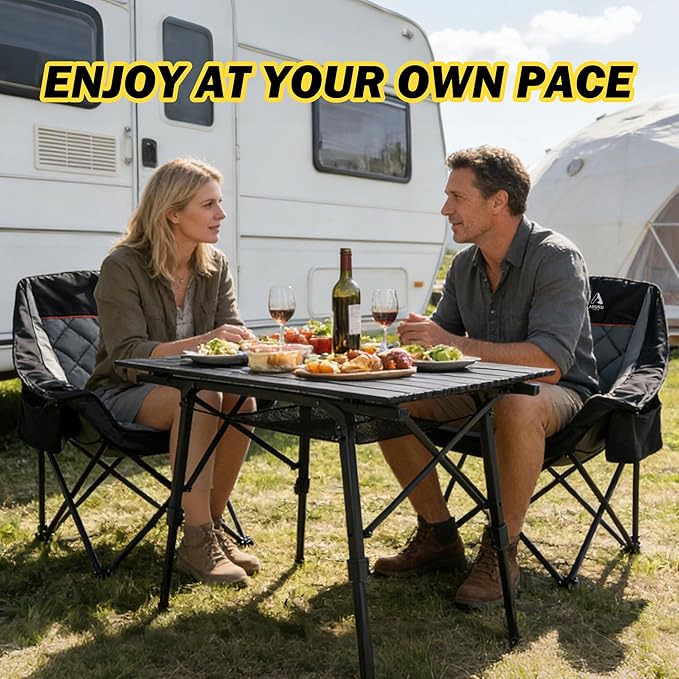 Portable Camping Table with Adjustable Hight Legs Lightweight Aluminum Folding Beach Table with Mesh NetCarrying Bag for Outdoor Cooking Picnic Beach Backyards BBQ and Party