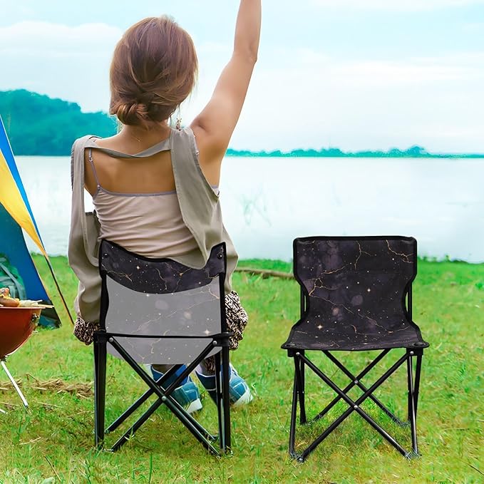 Purple-Gold Luxury Marble Texture Collapsible Camp Chairs for Adults Heavy Duty Ultra-Lightweight Backpacking Camp Chair with Carrying Bag Ice Fishing Chairs for Adults for Lawn Picnic