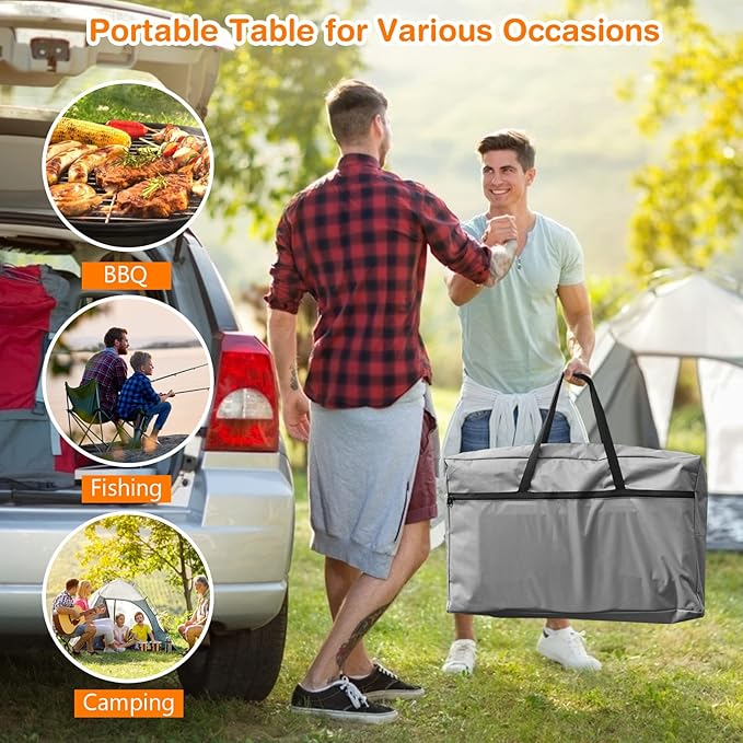 Tangkula Folding Camping Kitchen Table Aluminum Portable Camping Grill Table with Windscreen Cook Station Outdoor Quick Set-up Camp Cook Table with Storage Organizer Shelves Carry Bag