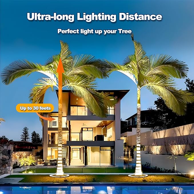 Outdoor Ring Tree LightDC24V LED Tree Landscape Spotlight 3000K Warm WhiteIP67 WaterproofSuitable for Palm Tree Lights 、Yard、Garden、 6Pack (Not Include DC24V Transformer)