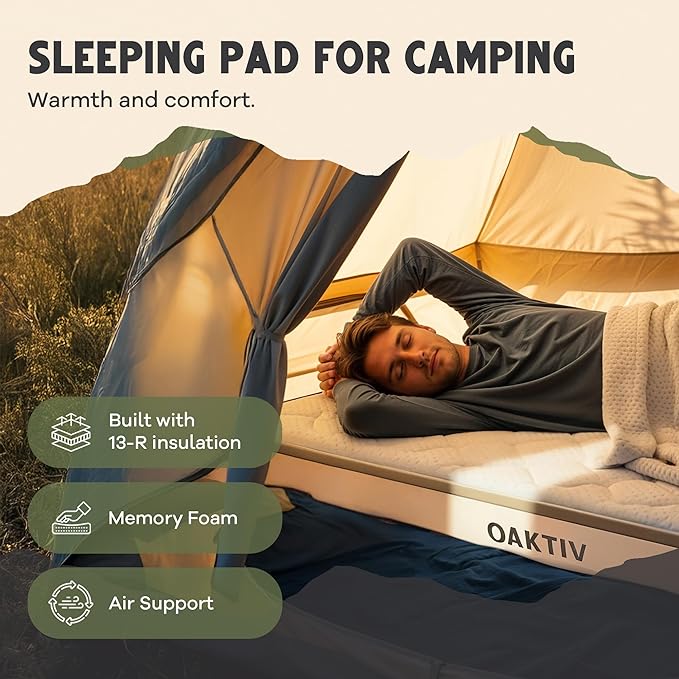 Self-Inflating Camping Sleeping Pad – 4 Wandermate Memory Foam Air Mattress for Backpacking Car Camping &amp Tents Compact and Durable