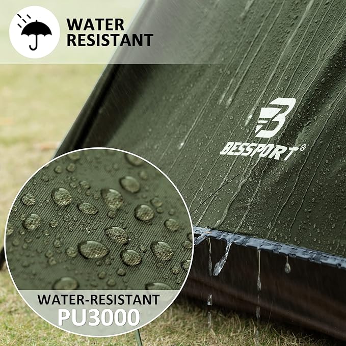 Bessport Mummy Sleeping Bag and Camping Tent 1 Person Tent Waterproof Two Doors Backpacking Tent Easy Setup Lightweight for Outdoor Hiking Mountaineering Travel