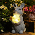 Solar Garden Outdoor Statues Bunny with Gazing Ball - Outdoor Decor Garden Rabbit Statue for Patio Balcony Yard Lawn Ornament - Unique Housewarming Gifts