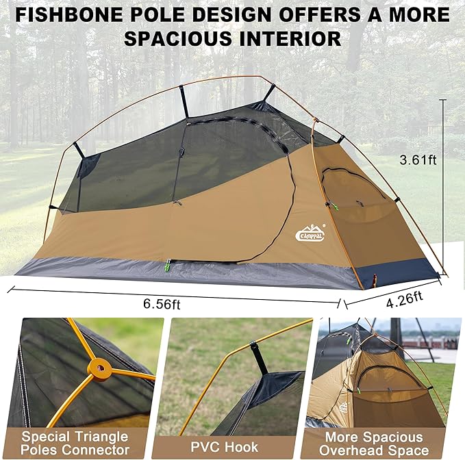 1 Person Backpacking Tent Waterproof Windproof Single Person Tent Lighweight Compact One Person Tent for Camping Hiking