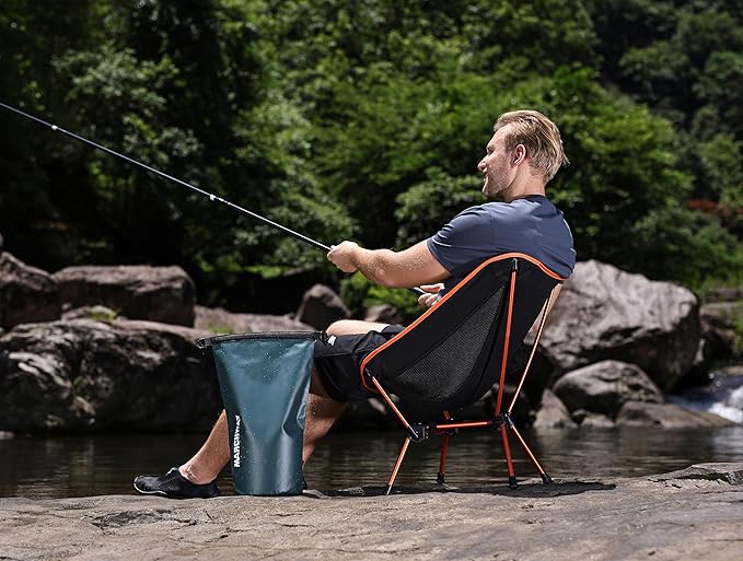 MARCHWAY Lightweight Folding Camping Chair Portable Foldable Compact for Outdoor Camp Travel Beach Picnic Festival Hiking Backpacking Supports 330Lbs (Orange)