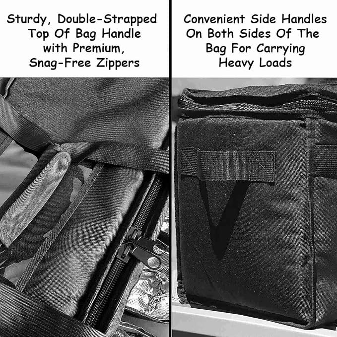 1 PCS Food Delivery Bag Black with Cup Holders/Drink Carriers Great for Beverages Grocery Pizza Commercial Quality Hot and Cold