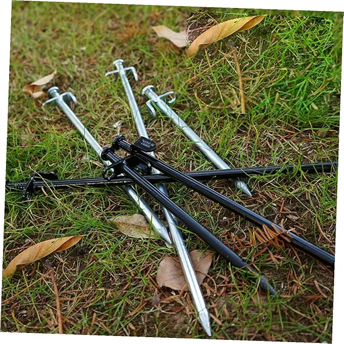 Steel Tent Stakes 30cm Heavy Duty Tent Pegs 4pcs Outdoor Camping Hiking Accessories for Snow and Hard Ground
