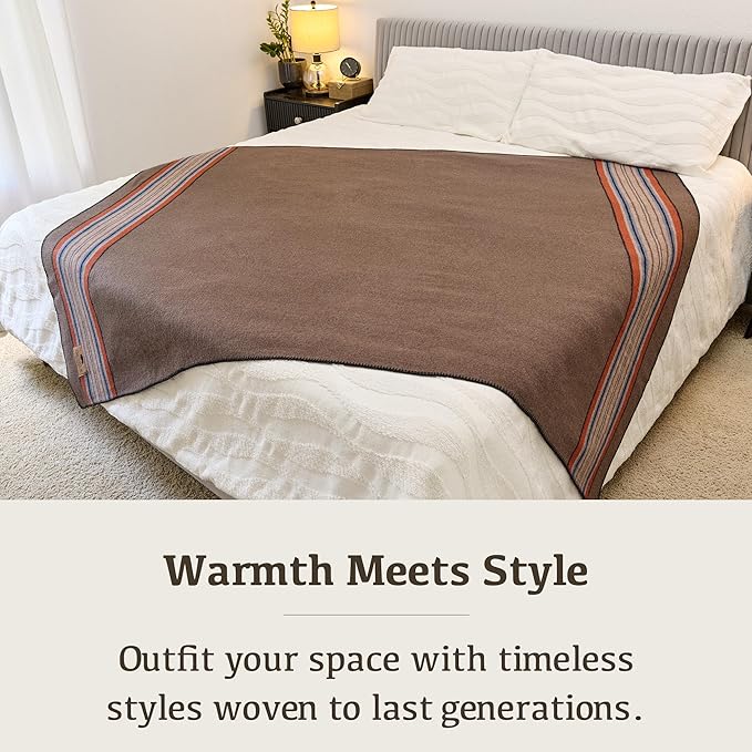 Chubbuck 100% Wool Blanket Camping (60 x 84) - Large Warm Blanket for Camping Emergency Outdoor Concerts and Home Use - Fire Retardant Soft and Warm Blankets for Winter (Forest)