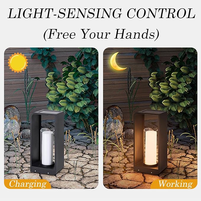 MIXL- Outdoor Solar Floor LanternIP67 Waterproof Landscape LightTall Flameless Outdoor Lamp Suit for Porch Garden Lawn and Driveway