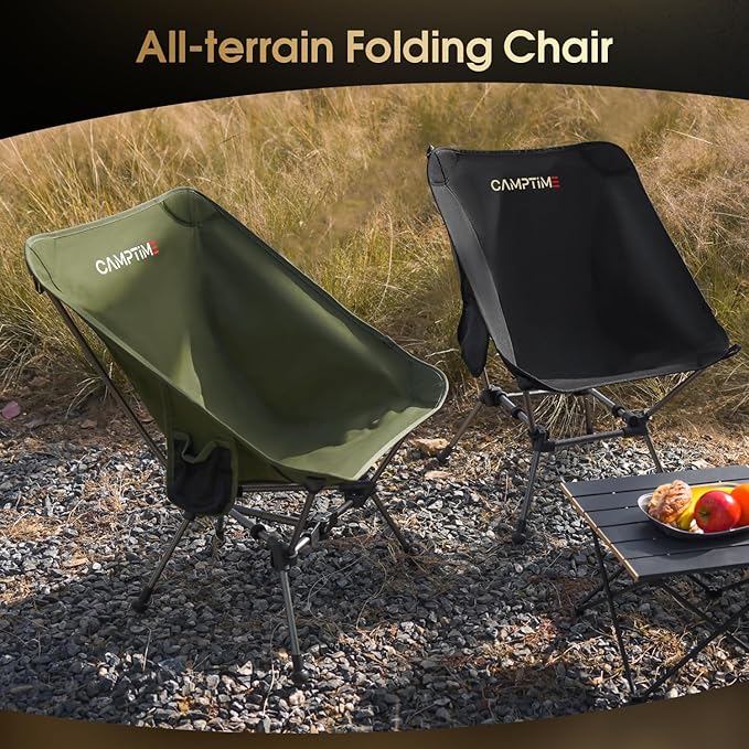 Portable Camping Chair Plus Larger &amp Roomier Compact and Lightweight Folding Chair for Backpacking &amp Hiking 330Lbs Capacity Black