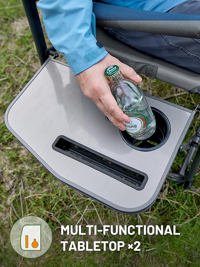 TIMBER RIDGE Double Camping Chair Portable Loveseat Heavy Duty Folding Camp Couch 2 Person Director Chairs with Cup Holder for Outdoor Lawn Tailgates Picnic Sports Soccer Games Supports 600 lbs Grey