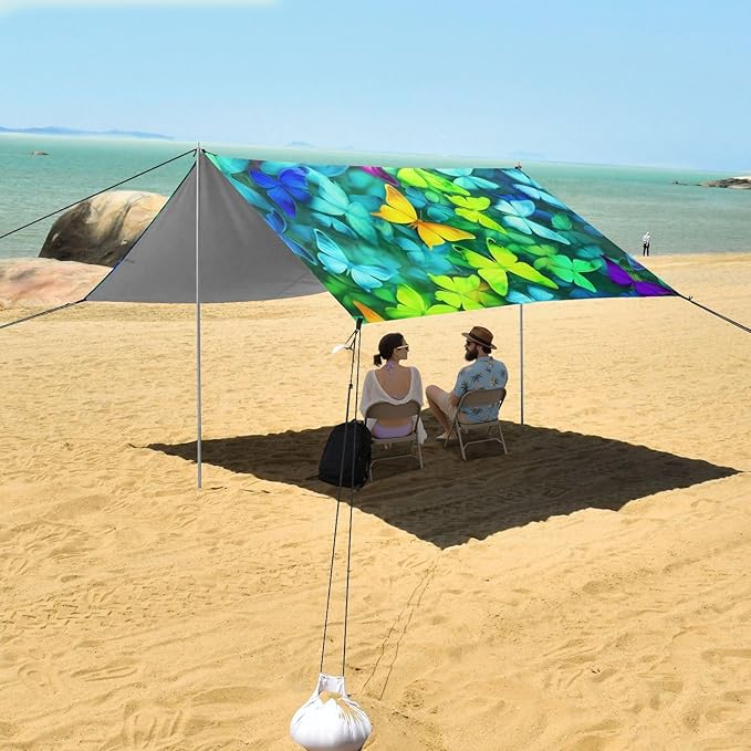 ButterflyCamping Sun Shelters 9.2 x 10.5 FT Beach Canopy Tent Sun Shade with Carrying Bag for Camping Trips Fishing Backyard Fun or Picnics 21341256