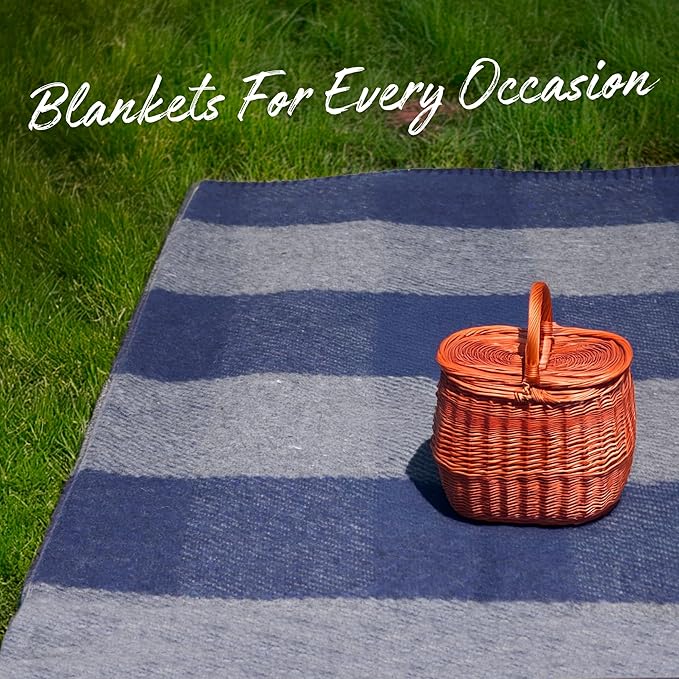 M MCGUIRE GEAR Warm Wool Bunkhouse Plaid Blanket for Camping Home Survival or First Aid 64 x 90 (Light Brown/Brown)