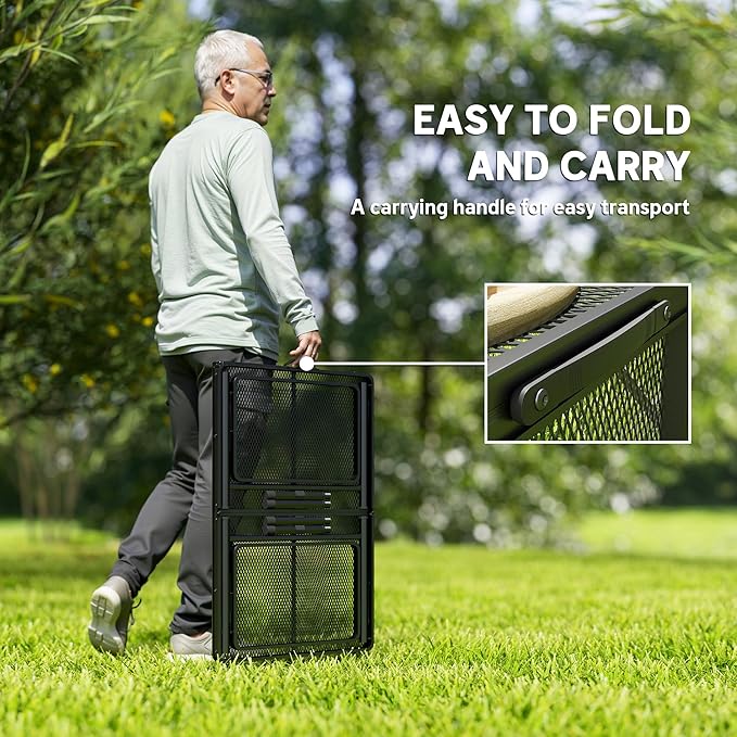Outsunny Folding Grill Table 4.5 ft Portable Camping Table with 2 Wing Panels Height Adjustable Metal Outdoor Table with Mesh Desktop for Picnic Beach BBQ Party Black