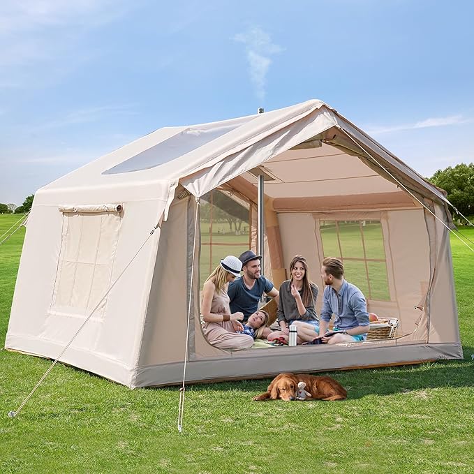 Inflatable Blow Up Tents for CampingWaterproof Oxford Hot Tent with Manual PumpSpacious Easy Setup Inflatable Camping Air Tent for Family Glamping