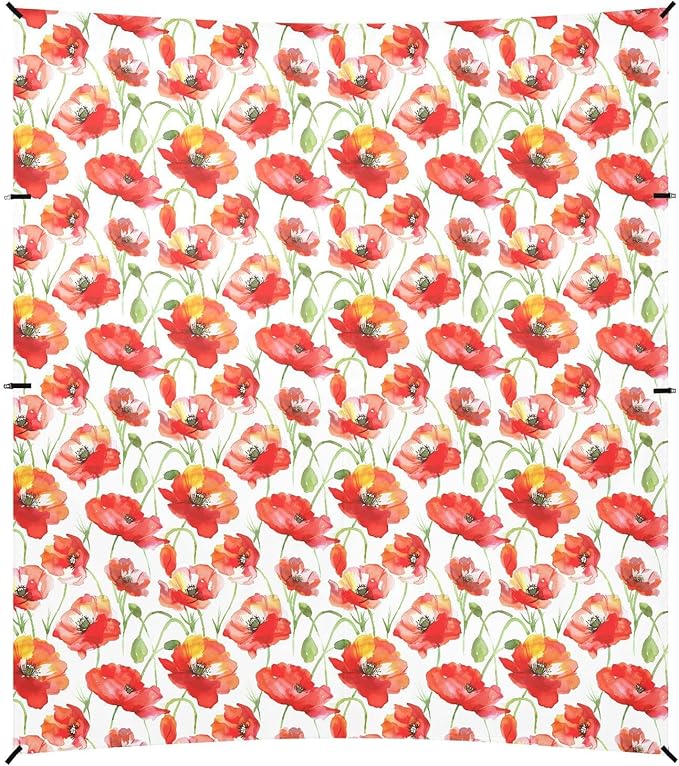 ALAZA Red Poppy Flower Floral Beach Tent Sun Shelter UPF50+ Protection Beach Shade Canopy w/ 4 Sandbags for Outdoor Camping Fishing Backyard Fun Picnic 10x9 ft