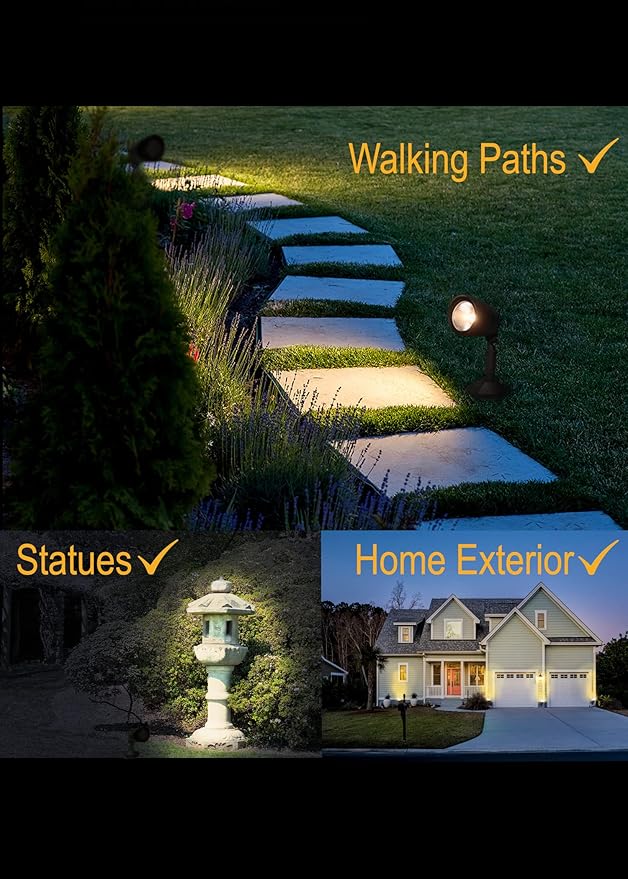 LED Outdoor Single Bullet Flood Light 10W Hardwired Spotlight Waterproof Security Light for Yard Patio &amp Landscape 3000K Warm White 960 Lumens Adjustable Black Metal Exterior