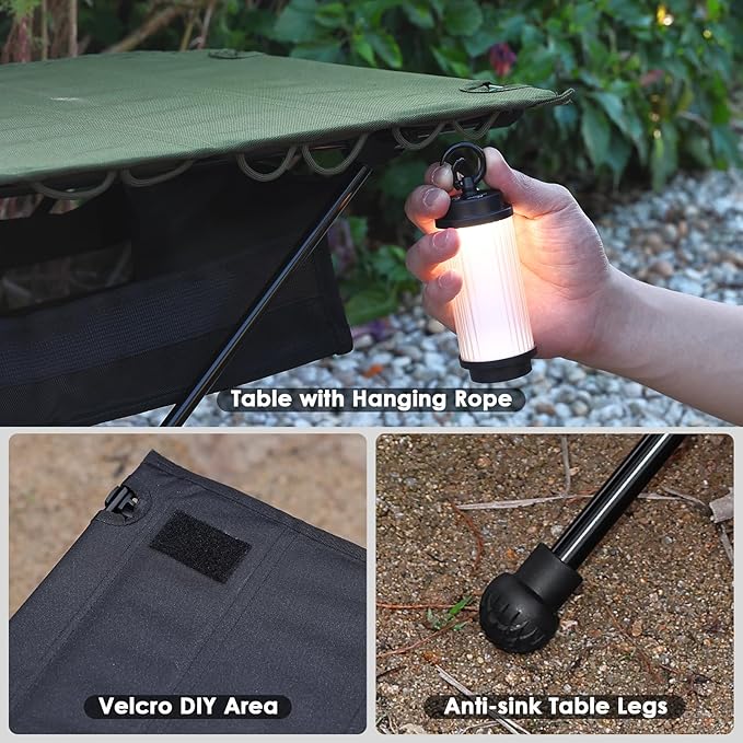 MOONCY Portable Camping Table Ultralight Beach Table with Oil-Proof Mat and Mesh Storage Bag Aluminum Alloy Folding Table for Hiking Tailgating Backpacking Fishing Beach &amp Picnic Black