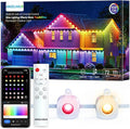 ANGELHALO Permanent Outdoor Lights 100ft Smart Outdoor Lights with 72 LED Lights Cool/Warm Eaves Lights IP65 Waterproof for Christmas Halloween Party Compatible with Alexa Google Assistant