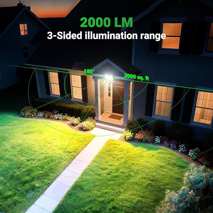 intelamp Solar Flood Lights Outdoor Waterproof 20000mAh 2000LM Floodlight Exterior with Remote 16.4 FT Cable 2-12H Timer Dusk to Dawn Security Spots Lighting Outside for Garden Pathway