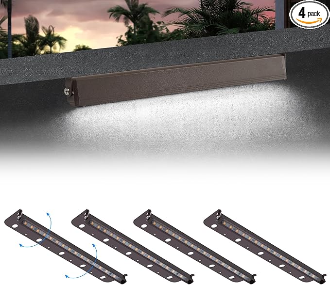 4-Packs 5W 12inch LED Hardscape Paver Lighting12V AC/DC Low Voltage Retaining Wall LightsLED Landscape Lighting5000K Daylight White Outdoor Step Light50000 Hours Lifespan