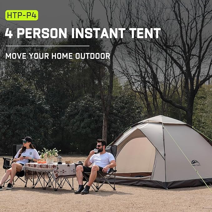 Happy Travel 1/2/3/4 Person Camping Tent Instant Easy Pop Up Tents for CampingAutomatic Waterproof Family Camping Tent Easy Set Up TentPortable Windproof Dome Tent for Camping Hiking &amp Traveli