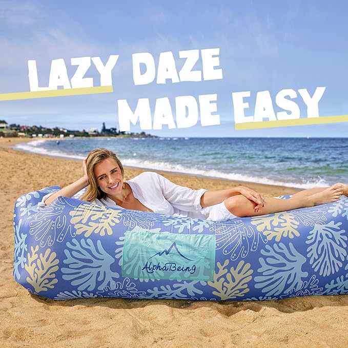 AlphaBeing Inflatable Lounger Beach Chair Accessories Air Sofa Hammock Inflatable Couch for Camping Backyard Lakeside with Compression Sacks Ideal Outdoor Gifts for Adults