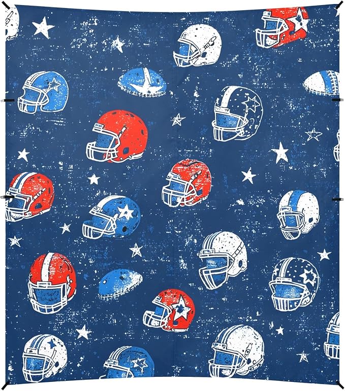Football Helmet Blue Pattern Camping Sun Shelter Beach Tent Portable Beach Sun Shade Outdoor Canopy for Camping Trips Fishing Picnic