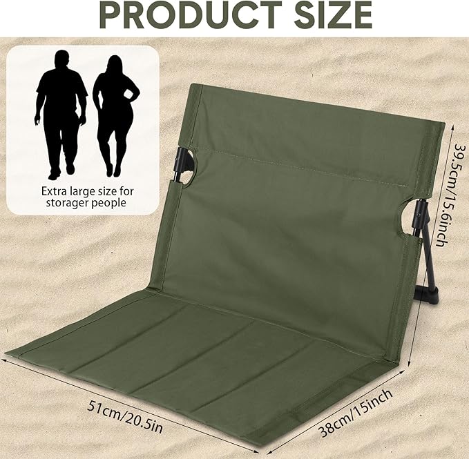 Jetec Foldable Floor Backrest Chair Portable Camping Chair with Storage Bag Light Weight Lazy Seat for Indoor Outdoor Bed Ground Park Lawn Concerts Beach Hiking