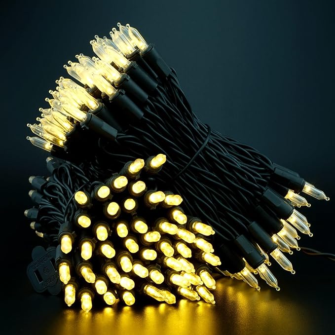 200 Count Warm White LED Christmas Lights 66 ft Black Wire UL Certified Commercial Grade LED Halloween String Light Set (Warm White)
