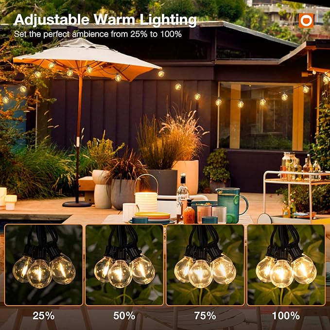 addlon 200FT Outdoor String Lights G40 with Remote Control Dimmable Patio Globe LED 108 Bulbs Waterproof Shatterproof Hanging Outside Lighting for Backyard Garden Deck Balcony Porch Café Bristo