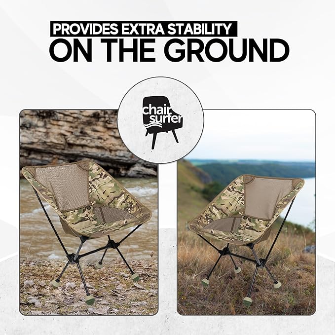 Stabilizing Rubber Ball Feet for Helinox Camping Chair - Durable Outdoor Chair Leg Cap Help Stability on Rugged and Uneven Surfaces (Olive &amp Khaki 55mm)