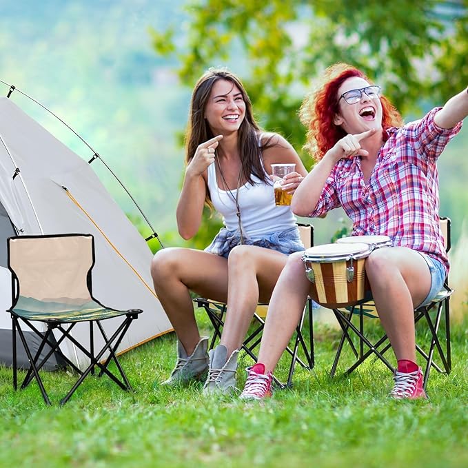 Green Mountain Portable Camping Chairs Folding Chair - Durable Oxford Fabric Lightweight Iron Frame Easy Fold Design - Ideal for Outdoor Activities Camping Fishing and Travel