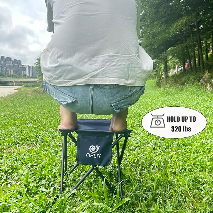 Opliy Camping Stool 2 Pack13.5 Inch Portable Folding Stool for Outdoor Gardening and Beach Hiking FishingFoot Stool with Carry Bag (Blue)