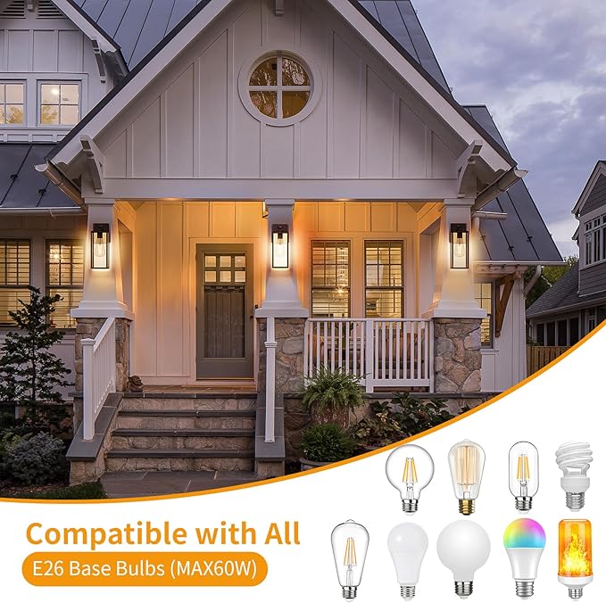 15'' Oil Rubbed Bronze Motion Sensor Outdoor Front Porch Light Fixtures Wall Mount 2 Pack Waterproof Exterior Wall Sconce Large Lantern LampOutside Coach Light for HouseGarageYard
