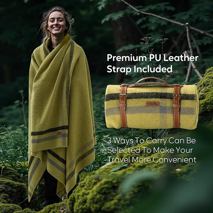 100% Wool Blanket 62 x 86 Warm Thick Washable Military Wool Blanket Great for Camping Outdoors Sporting Events Survival Kits