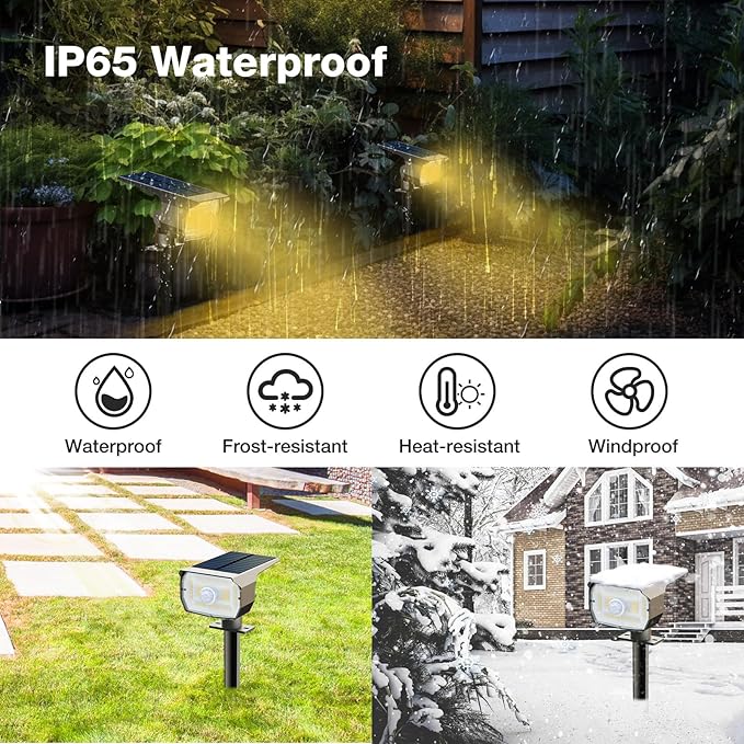 nipify 10 Pack Solar Spot Lights Outdoor Motion Sensor with 3 ModesSolar Spotlights Outdoor Waterproof 2-in-1 Auto On/Off Landscape Lighting for Outside Yard Wall Garden Pathway Warm White