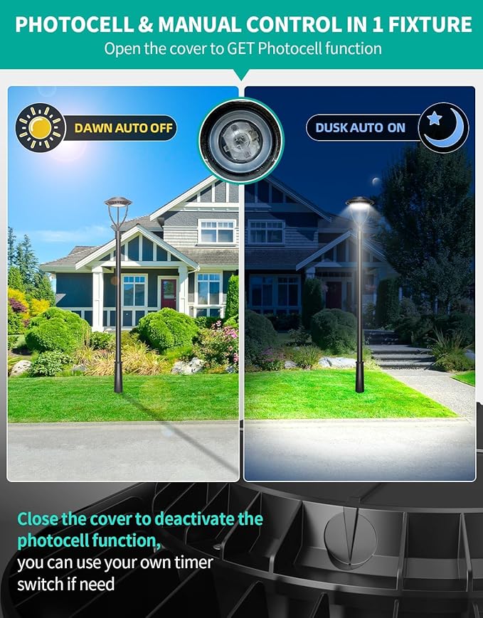 Led Post Top Light 100W LED Circular Area Light 14000Lm 5000K Daylight (500W Equivalent) Garden Pole Lights Outdoor Post Top Lamps Lamp Top Pathway Pole Light Fixture for Street Yard Garden School
