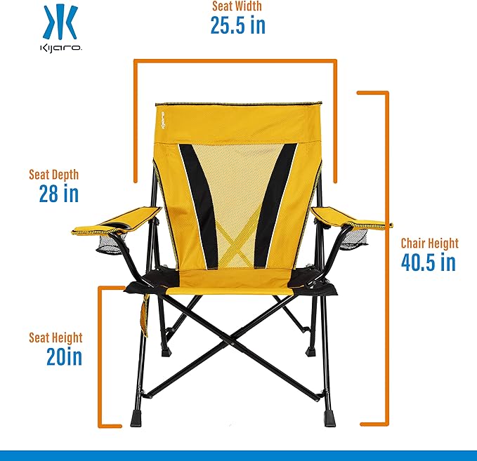 Kijaro XXL Dual Lock Portable Camping Chair - Supports Up to 400lbs - Enjoy The Outdoors in a Versatile Folding Sports &amp Outdoor Chair