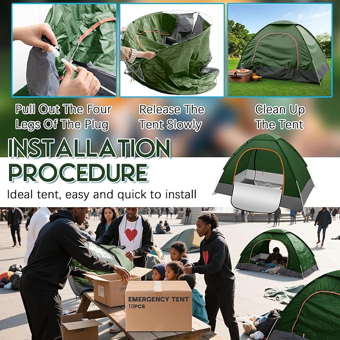 Camping Tents for Homeless Bulk 2 Person Homeless Backpacking Supplies Pop up Adult Waterproof Instant Easy Setup Tent for Hiking Outdoor Travel Camping Donation