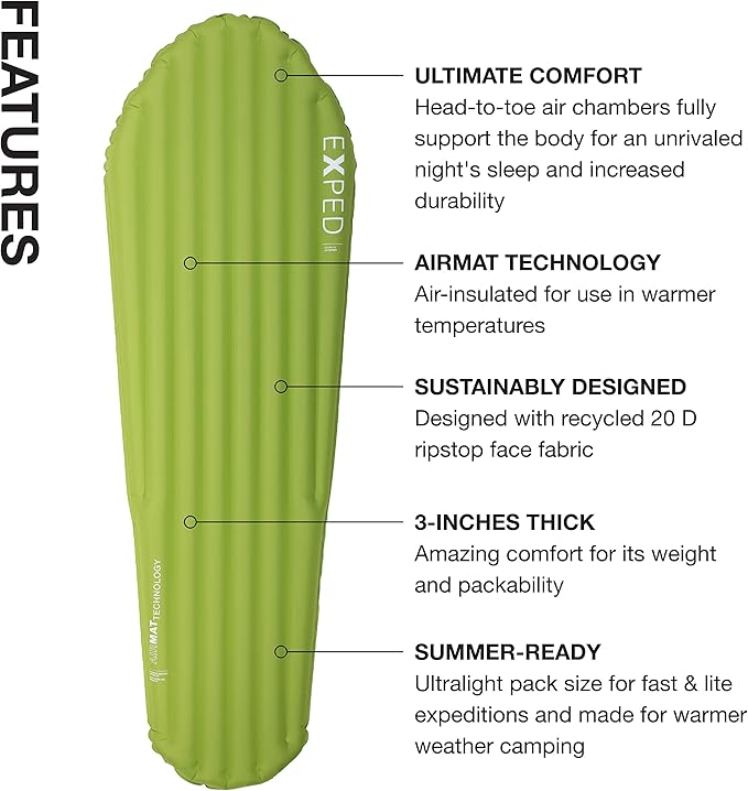 Exped Ultra Series: 1R 3R 6.5R 8R 10R Single &amp Duo - Lightweight Backpacking Mat - Packable and Comfortable - Sleeping Pad with Pumpbag for Self-Inflation