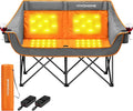 VIVOHOME 45W Padded Heating Double Camping Chair with 2 x 27000mAh Power Bank Heated Oversized Portable Loveseat for Outdoor Sports 3 Levels of Heat Overheat Protection System Orange and Gray